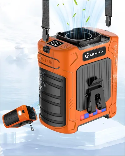 Vista 8 de Ventilador de cintura – Ventilador de cinturón portátil de doble motor fuerte de 17000 RPM, batería de 10000 mAh, tiempo de funcionamiento 24 horas