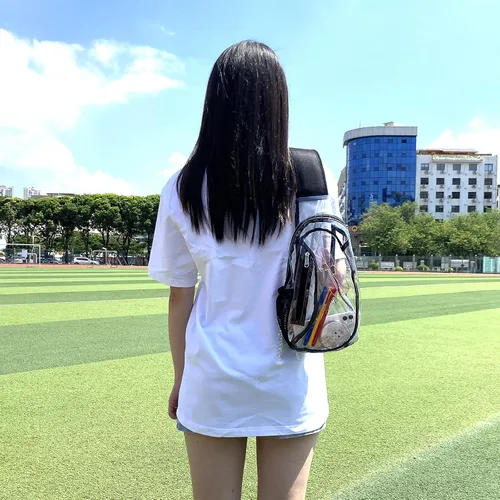 Vista 3 de gdbis Bolso bandolera transparente, pequeño bolso cruzado de PVC aprobado por el estadio, mochila casual transparente para senderismo, estadio