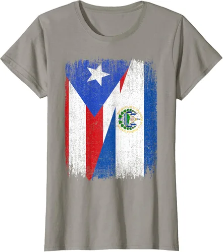 Vista 58 de Camiseta Half Puerto Rico El Salvador Flag Orgullo Salvadoreño Roots