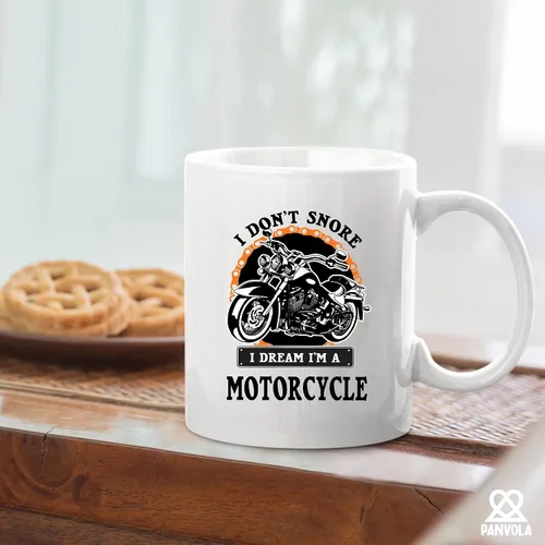 Vista 4 de Panvola Taza de café de cerámica con texto en inglés "I Don't Snore I Dream I'm A Motorcycle Gifts For Biker Rider Motor Bike Lover For Dad Uncle