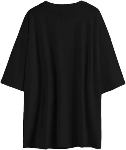 Vista 2 de Fenxxxl Camiseta de gran tamaño para mujer, de manga corta, cuello redondo, casual, hombros caídos, holgadas