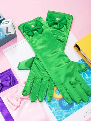 Vista 7 de Zhanmai 9 pares de guantes de satén para niñas, guantes de princesa para fiestas infantiles, bodas, concursos formales, de 3 a 8 años, color 3