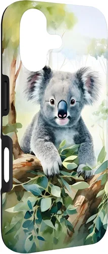 Vista 3 de Adorable Koala in a Tree Watercolor Case for iPhone 17