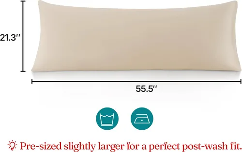 Vista 8 de Oubonun Funda de almohada corporal 100% algodón - 800 hilos/21x54, absorbente de humedad y transpirable, funda de almohada corporal de hotel premium