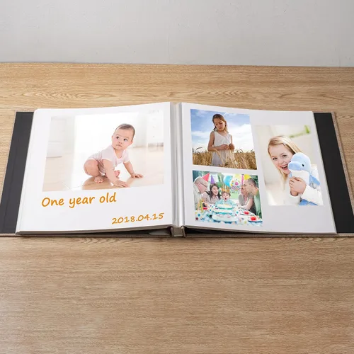 Vista 3 de Álbum autoadhesivo para fotos de 4 x 6 pulgadas, álbum de recortes con cubierta de lino magnética, 30 páginas adhesivas en blanco, para familiares