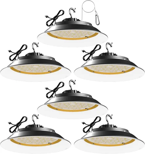 Vista 11 de Lightdot Smart 200W LED High Bay Light 30000lm UFO High Bay Shop Light, AC100-277V 5000K Luz de día con enchufe para granero/garaje de 22-32 pies