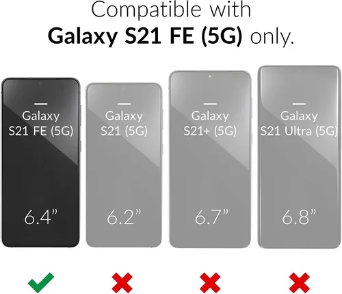 Vista 2 de NZND Funda diseñada para Samsung Galaxy S21 FE 5G con protector de pantalla de vidrio templado, soporte para anillo/correa de muñeca, líquido que