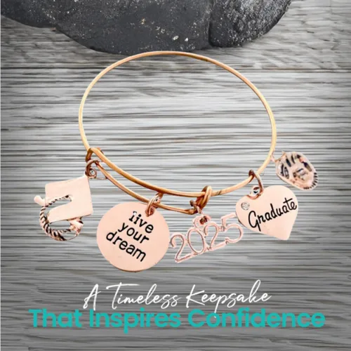 Vista 2 de Softball Graduation Gift - Rose Gold Softball Charm Bracelet, She Believed She Could So She Did, Gift for Graduates, Class of 2025