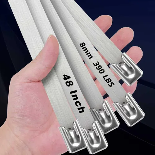 Vista 12 de Bridas de metal de 24 pulgadas, bridas de acero inoxidable largas, correas de bloqueo automático resistentes de 500 libras, bridas de cables