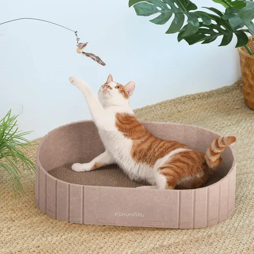 Vista 4 de FUKUMARU Rascador para gatos, cama rascador de gatos con forma de sofá de 24 pulgadas, tabla rascador reversible desmontable para gatos