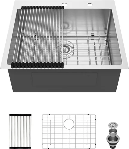 Vista 46 de Fregadero de cocina para exteriores 15 x 15 pulgadas, fregadero de bar de 15 x 15 pulgadas, fregaderos de cocina de acero inoxidable de calibre 16
