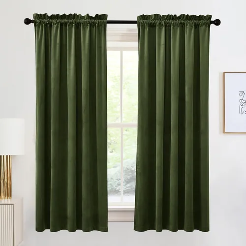 Vista 82 de RYB HOME Cortinas opacas de terciopelo para dormitorio, aislamiento térmico, privacidad, luz solar, bloqueo de calor, cortinas lujosas con bolsillo