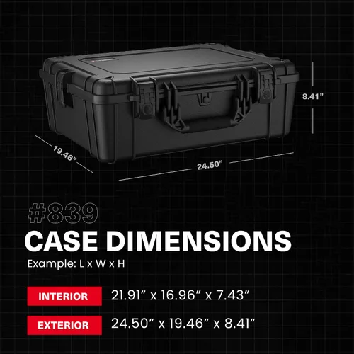 Vista 2 de Condition 1 Funda rígida impermeable grande de 25" Modelo 839 con espuma, caja de almacenamiento portátil y protectora para viajes, caza, uso
