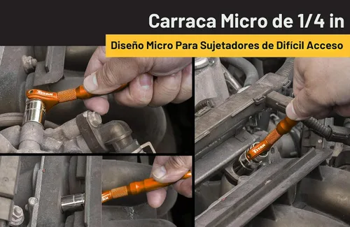 Vista 5 de Titan Tools 11322 - Destornillador con trinquete micro de 1/4 de pulgada x 4 pulgadas y 90 dientes - Naranja