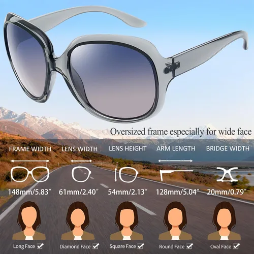 Vista 134 de Joopin Lentes de sol de gran tamaño para mujer, polarizados, grandes, para conducción, protección UV, grandes sombras