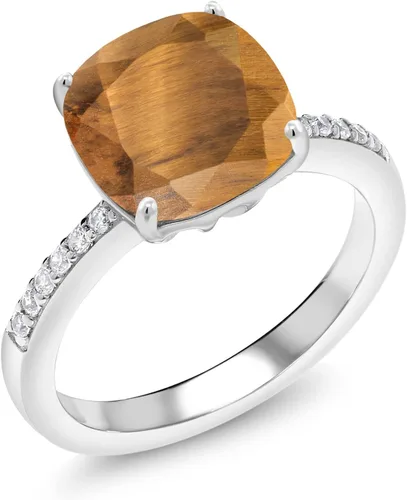 Vista 14 de Gem Stone King Anillo de compromiso de plata de ley 925 con piedra preciosa de corte cojín de 0.39 pulgadas Anillo de compromiso de aniversario