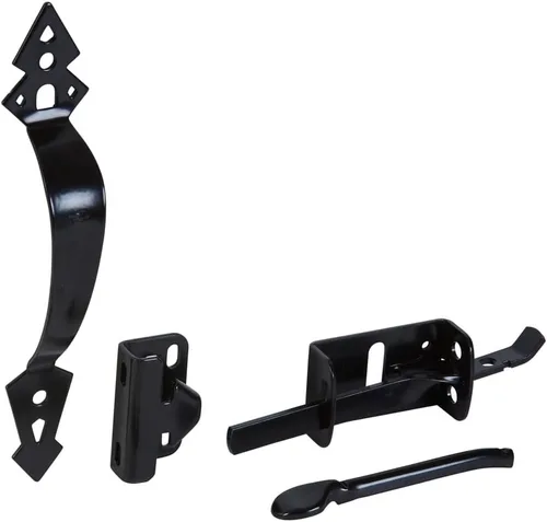 Vista 3 de National Hardware Pestillo de pulgar de puerta resistente, acero, negro Candado para mayor seguridad con fácil operación de prensa de pulgar