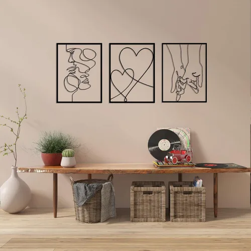 Vista 4 de Tubibu Juego de 3 arte moderno de pared de metal, 100% metal, decoración de pared metálica, para colgar en la pared para sala de estar, dormitorio