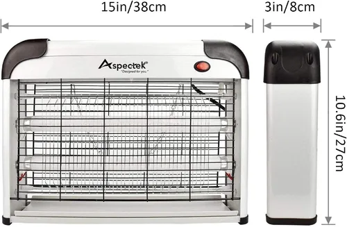 Vista 3 de ASPECTEK Exterminador de insectos eléctrico de 20 W, mata insectos para interiores y exteriores cubiertos, trampa para mosquitos, moscas y polillas