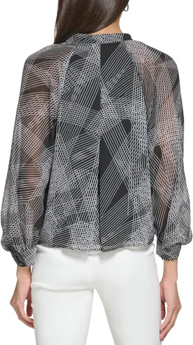 Vista 3 de Calvin Klein Blusa de manga larga con botones delanteros para mujer
