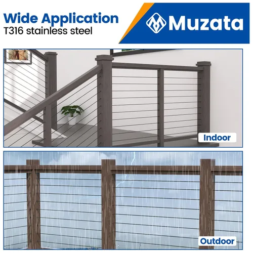 Vista 2 de Muzata Paquete de 50 fundas protectoras de acero inoxidable T316 de 1/8 pulgadas, 5/32 pulgadas, 3/16 pulgadas, para postes de madera, CR88 Deck