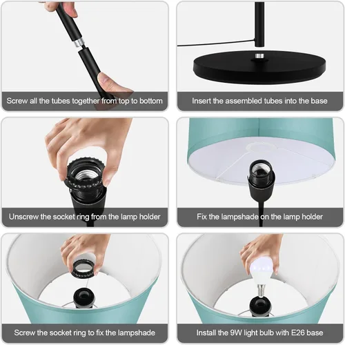 Vista 8 de Lámpara de pie negra, lámpara de pie LED de 58 pulgadas de alto, lámparas de sala de estar simples con pantalla, interruptor de pedal de pie