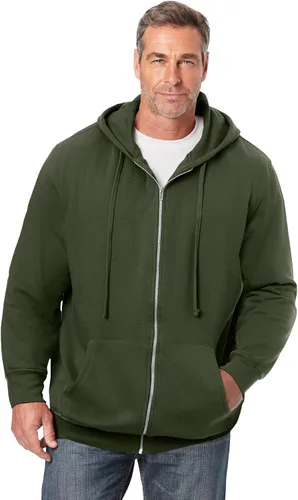 Vista 28 de KingSize - Chaqueta de forro polar con capucha y cremallera frontal para hombre Negro