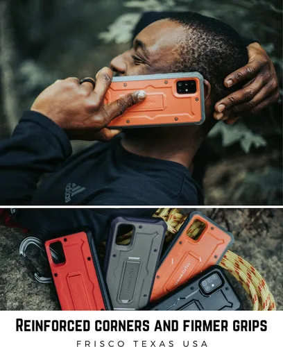 Vista 3 de ArmadilloTek Vanguard - Funda diseñada para Samsung Galaxy A51 4G, grado militar, cuerpo completo, resistente, con función atril sin protector