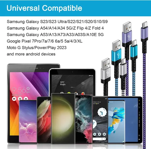Vista 7 de Cable de carga automática para teléfono Android C, [3 pies+5 pies + 6 pies] USB A a USB tipo C, cable de carga rápida con puerto C para Google Pixel