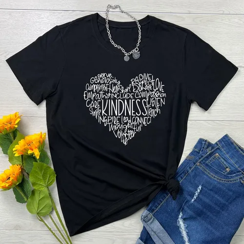 Vista 2 de YITAN Camisetas gráficas para mujer, lindas camisas casuales de algodón