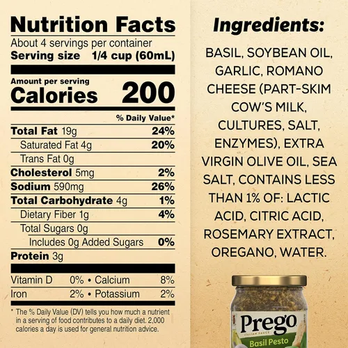 Vista 8 de Salsa de pesto de albahaca Prego, frasco de 8 oz