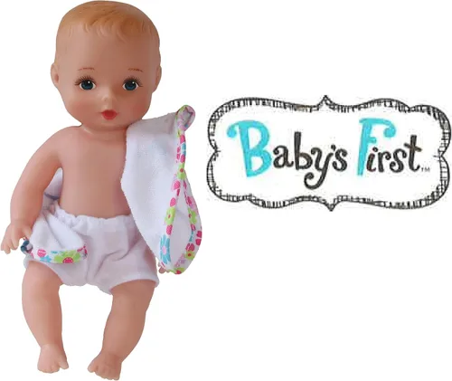 Vista 2 de Muñeca de baño Baby's First de 9 pulgadas Skin-So-Soft para bebé, manta de baño rosa