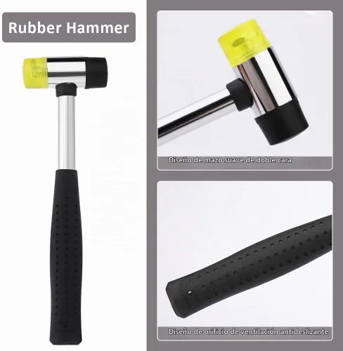 Vista 3 de Sellos de cuero, 21 piezas de herramientas de estampado de cuero con martillo de goma Sellos de cuero para el trabajo de cueros, kit de estampado