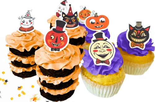 Vista 23 de Juego surtido de 24 polillas comestibles de cabeza de muerte pequeña – Obleas para pasteles y cupcakes – polillas comestibles para decoración
