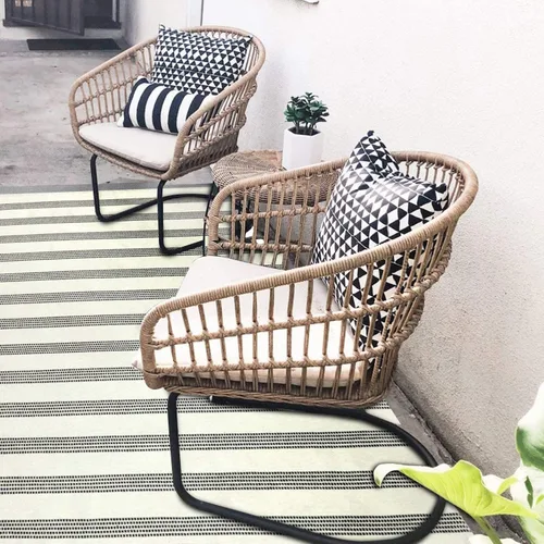 Vista 4 de KIMODE Alfombra bohemia a rayas de 4 x 6 pies, alfombra de algodón tejida de algodón para área de tráfico pequeño, alfombra lavable para baño