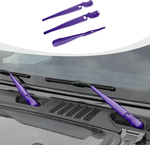 Vista 19 de RAZPOY JK Limpiaparabrisas frontal y trasero, 3 piezas, compatible con Jeep Wrangler JK JKU 2007-2017, azul