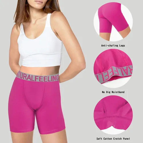 Vista 4 de ILUVIT Calzoncillos tipo bóxer para mujer, de algodón, paquete de 4
