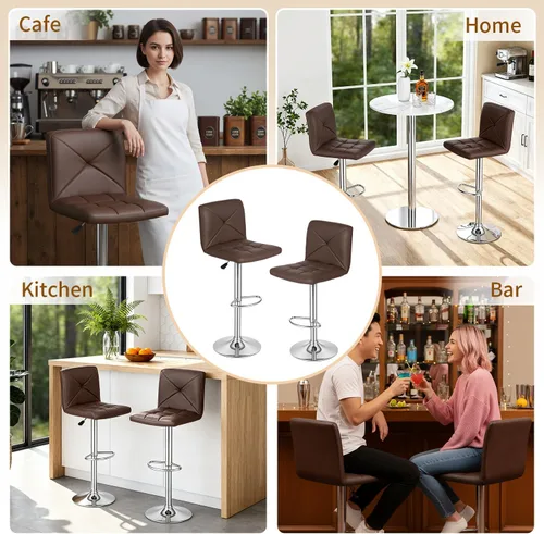 Vista 12 de BestOffice Juego de 2 taburetes de bar modernos taburetes giratorios de altura ajustable Taburetes giratorios de altura de mostrador Taburetes Negro