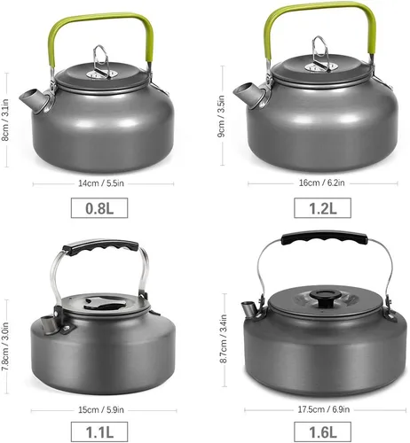 Vista 7 de Docooler - Hervidor de agua portátil ultraligero de 0.8 litros para exteriores, senderismo, camping, picnic, tetera, cafetera, compacta