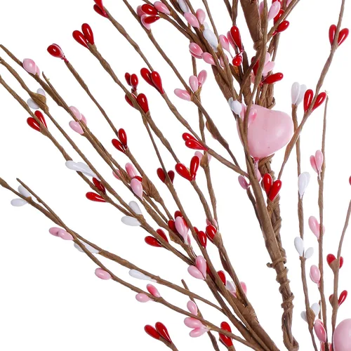 Vista 3 de J'FLORU Decoraciones del día de San Valentín, guirnalda artificial de 4.5 pies, guirnalda de bayas blancas y rosas con corazones rosados