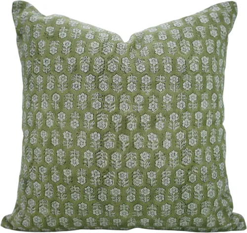 Vista 11 de Fundas de almohada de lino grueso con estampado de bloques, 14x14 pulgadas, fundas de almohada vintage hechas a mano para sofá y sofá, funda