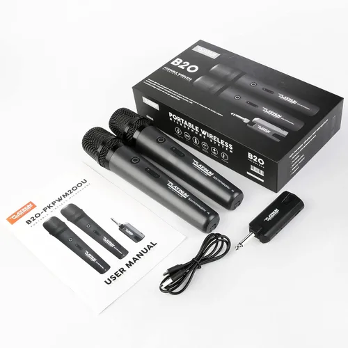 Vista 4 de El micrófono inalámbrico platino para entrada de micrófono UHF Metal Dynamic Handheld Micrófono multiusos con receptor recargable Rango de 160 pies