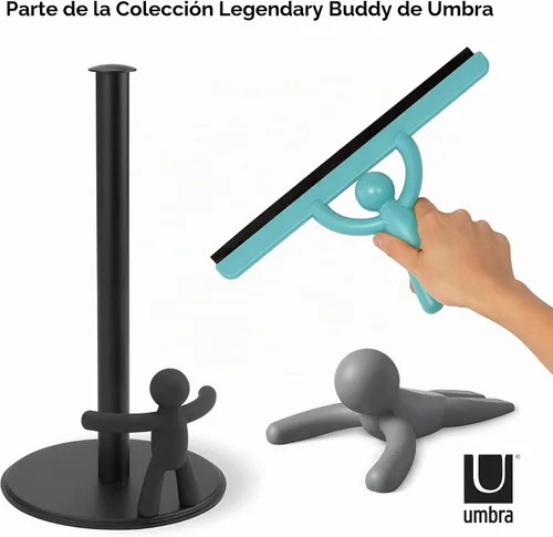 Vista 6 de Umbra Buddy - Toallero de papel para encimera, color negro Se adapta a rollos de toallas de papel estándar, encimera de cocina, baño, uso