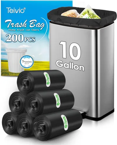 Vista 20 de Teivio - Bolsas de basura medianas de 5 galones, 50 unidades, bolsas de basura para baño, bolsas de plástico para el hogar, oficina, cocina