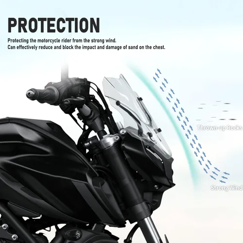 Vista 4 de Parabrisas de motocicleta Pare-Brise Protector con soporte carenado delantero para MT07 FZ07 MT FZ 07 MT-07 MT-07 FZ-07 FZ-07 Accesorios 2021 2022
