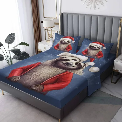 Vista 10 de Sábanas de gato tamaño individual – Sábanas y fundas de almohada de Navidad – 100% microfibra, estampado de alta cantidad de hilos, sábana encimera
