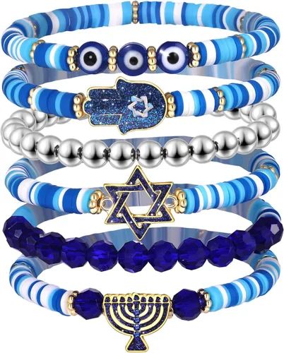 Vista 129 de Surfer Heishi - Pulseras apilables para mujer, apilables, de vinilo arcoíris, disco de arcilla, pulseras elásticas para la amistad, joyería bohemia