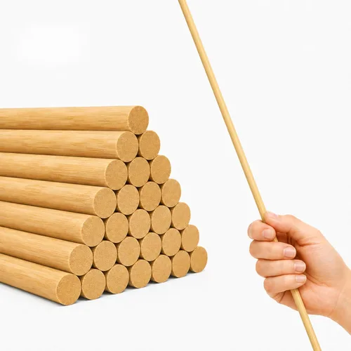 Vista 11 de 10 varillas de bambú de 1/2 pulgadas x 48 pulgadas de largo, clavijas redondas de madera para manualidades, proyectos escolares, palos de madera
