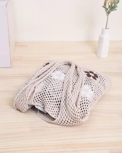 Vista 4 de ENBEI Bolsas bohemias, bolsa de punto de hombro, bolsa de mano Y2K estética, bolso de ganchillo lindo para mujeres, regalos hippie