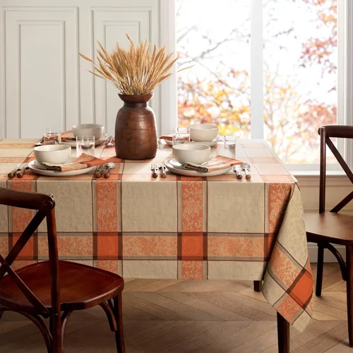 Vista 2 de Threadmade Autumn Harvest - Mantel jacquard multicolor, 52 pulgadas de ancho x 70 pulgadas de largo